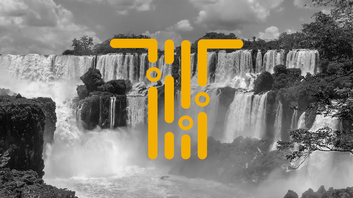 iguazu falls with iguazu logo